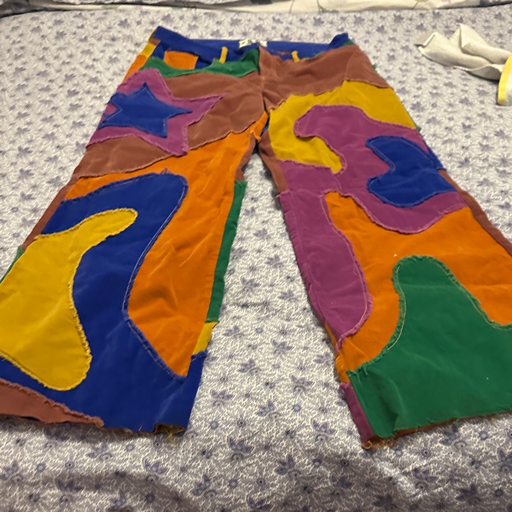 Free People Multicolor Patchwork Pants - image 4